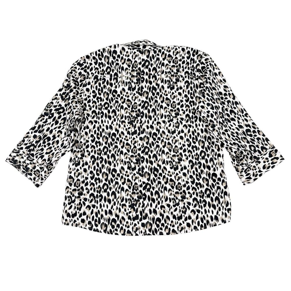 Foxcroft Top Womens Plus‎ Size 20 Shaped Leopard Print Button Front Wrinkle Free - Picture 2 of 9
